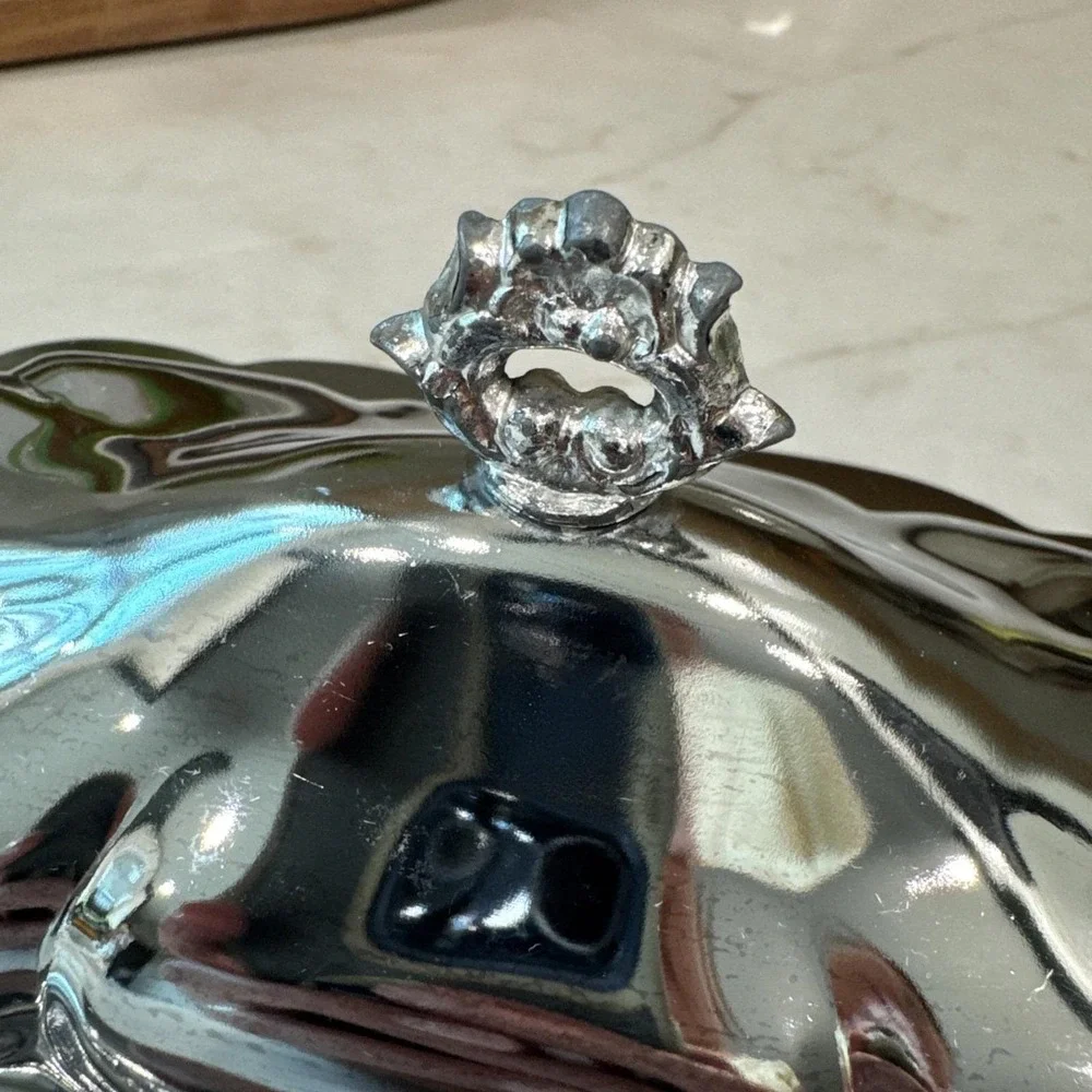 Vintage SHELTON-WARE Chrome Butter Dish